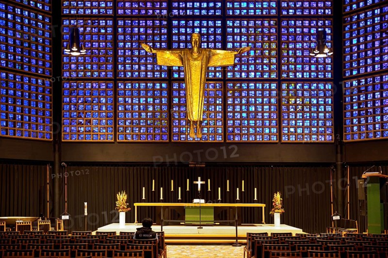 Kaiser Wilhelm Memorial Church, interior of the New Church with Resurrection Christ, Berlin, Germany