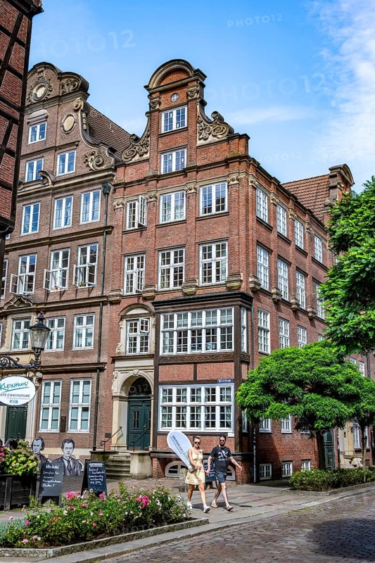 Historic brick buildings in Peterstraße, Komponistenviertel, Neustadt, Hamburg, Germany