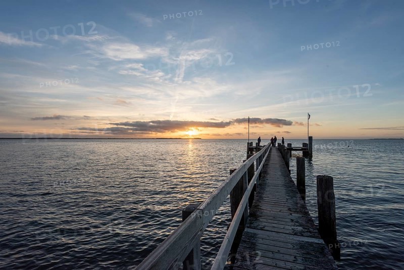 Sunset over the North Sea near Utersum, Föhr Island, Schleswig-Holstein, Germany