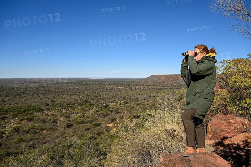 Tourist enjoying the view from Waterberg, Otjozondjupa region, Namibia