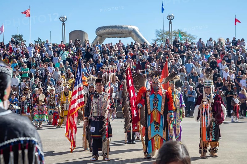 Detroit, Michigan USA - 13 October 2025 - On Indigenous People's Day, Native American tribes held a Pow Wow in downtown Detroit. The city of Detroit (originally Waawiyatanong) recognizes the day as Indigenous People's Day, while the federal government observes it only as Columbus Day