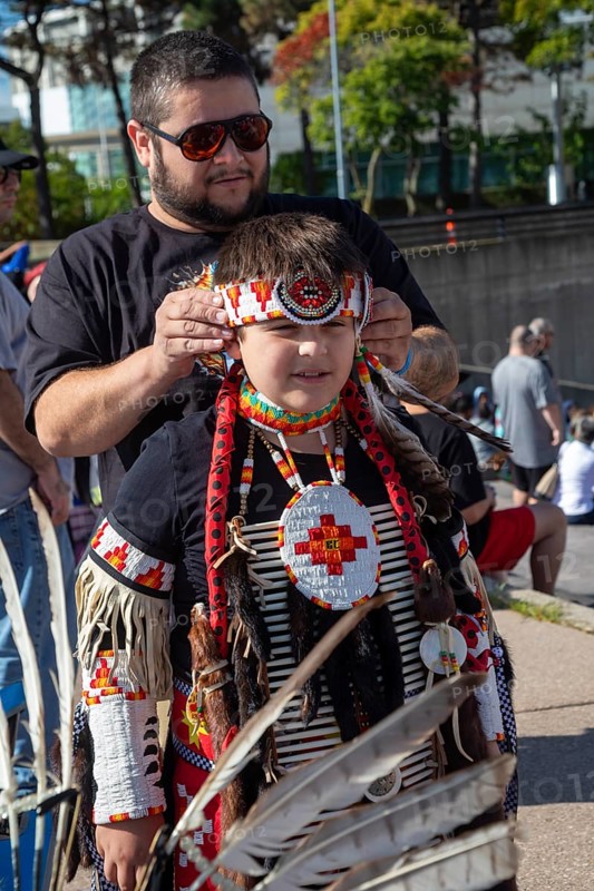 Detroit, Michigan USA - 13 October 2025 - On Indigenous People's Day, Native American tribes held a Pow Wow in downtown Detroit. The city of Detroit (originally Waawiyatanong) recognizes the day as Indigenous People's Day, while the federal government observes it only as Columbus Day