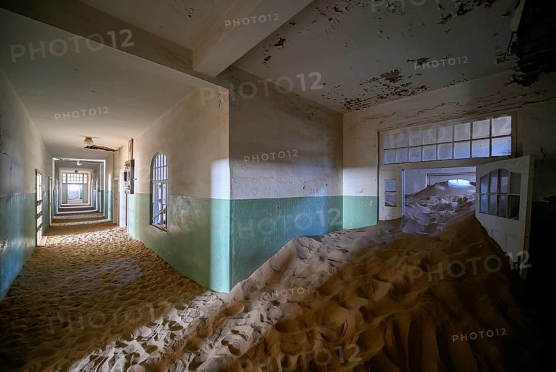 Former hospital full of sand, Kolmanskop, restricted diamond area, Karas region, Namibia