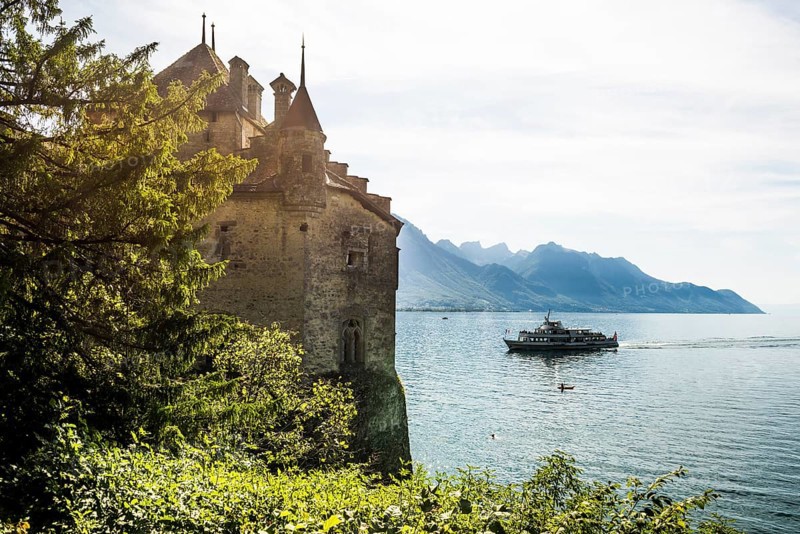 Château de Chillon, Chillon Castle, near Montreux, Lake Geneva, Lac Léman, Canton of Vaud, Switzerland