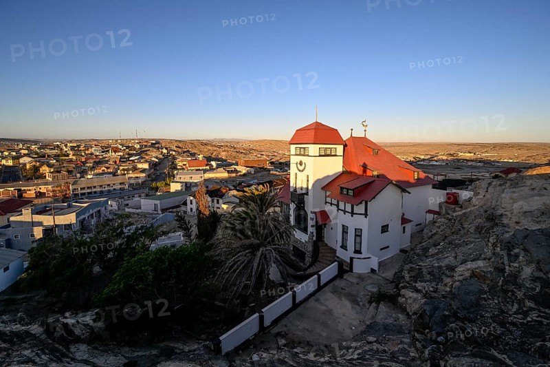 Goerke House, blue hour, Lüderitz, Karas Region, Namibia