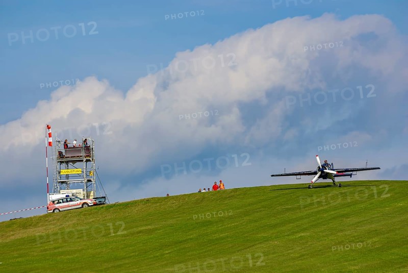 A Jakovlev Jak-55 with the registration LY-AGL during a flight demonstration as part of an air show at the Rossfeld in Metzingen-Glems, Baden-Württemberg, Germany, for editorial use only