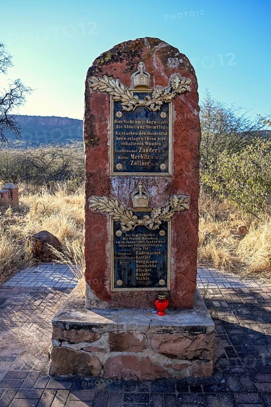 Memorial plaque at the German military cemetery at Waterberg, Otjozondjupa region, Namibia