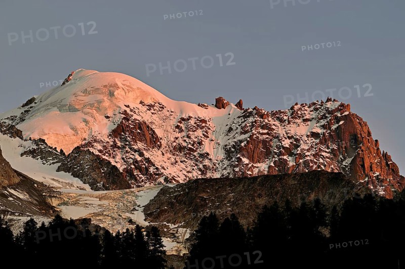 Snow-covered Aiguille Verte, Chamonix-Mont-Blanc, Haute-Savoie, France