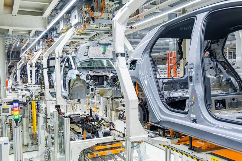 Electric car production in the assembly halls of VW in Zwickau, Zwickau, Saxony, Germany