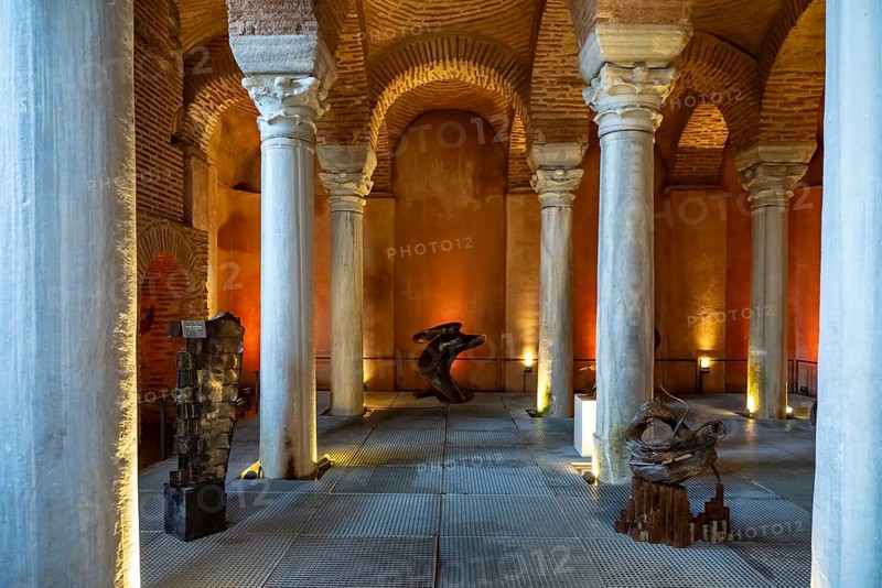 Art exhibition in the cistern in Gülhane Park in Istanbul, Turkey
