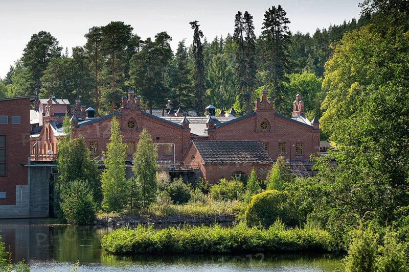 Brick factory building, former paper factory and mill for the production of groundwood pulp board, UNESCO World Heritage Site Verla Factory Village, Maailmanperintökohde Verlan puuhiomo ja pahvitehdas, Verla Rapids, Kymenlaakso, near Kouvola, Finland
