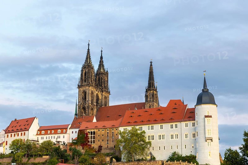 View of Albretsburg Castle and Meissen Cathedral, St. Johannis and St. Donatus, Old Town, Meissen, Saxony, Germany