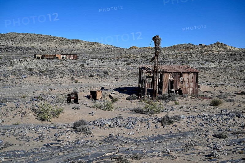 Ruinen der ehemaligen Diamantenstadt Pomona in der Wüste, Diamentensperrgebiet, bei Lüderitz, Region Karas, Namibia