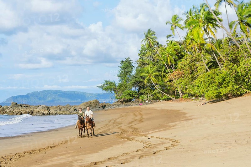 Horseback riding on beach, Drake Bay, Corcovado National Park, Osa Peninsula, Costa Rica