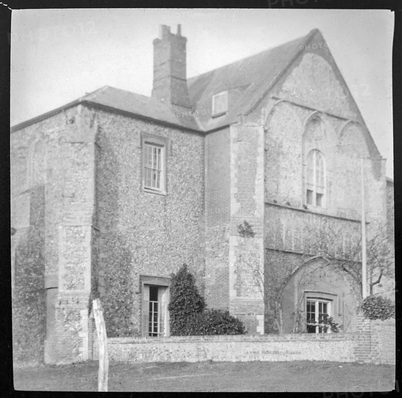 Magic lantern slide of Butley Priory gatehouse building, Butley, Suffolk, England, UK c 1910