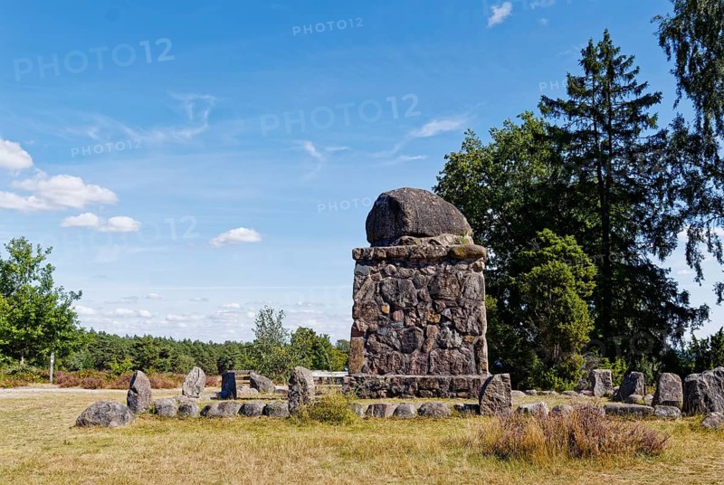 Hermann Löns Denkmal am Wietzer Berg in der Lüneburger Heide. Südheide, Niedersachsen, Deutschland