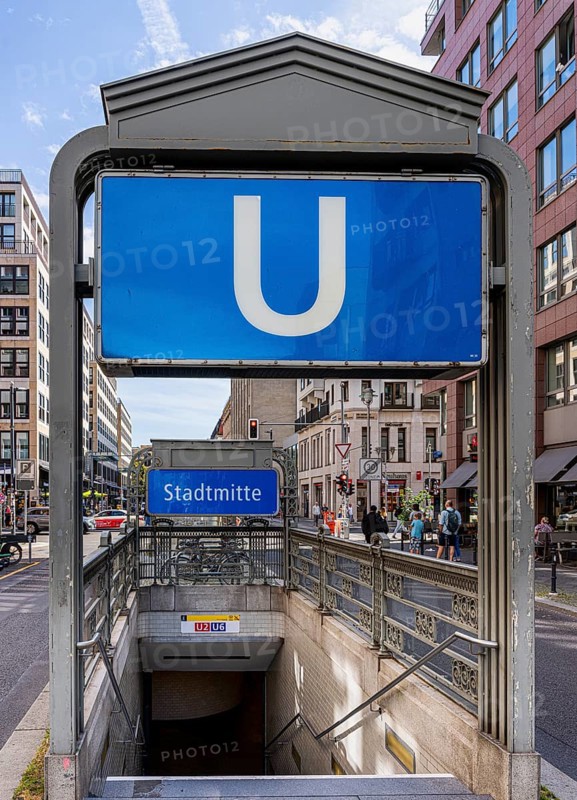 Entrance to Stadtmitte underground station, Berlin, Germany