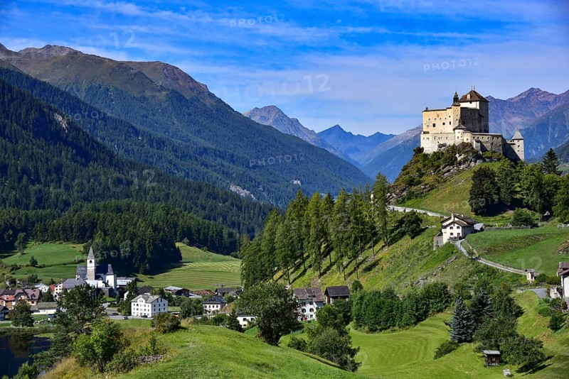 Tarasp Castle in the Lower Engadine, Graubünden, Switzerland
