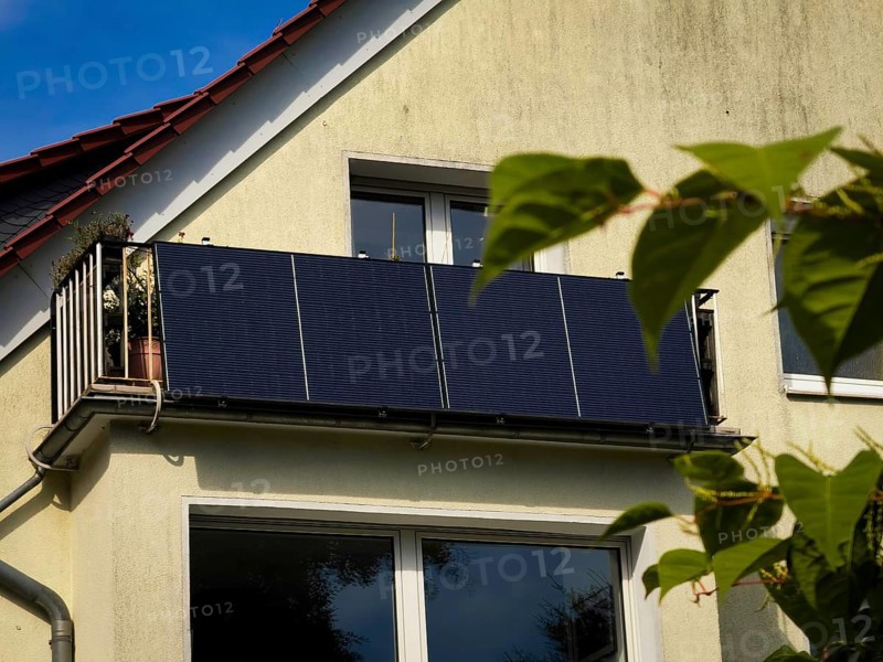 Balcony power station on the balcony of an apartment block in Wuppertal, Germany