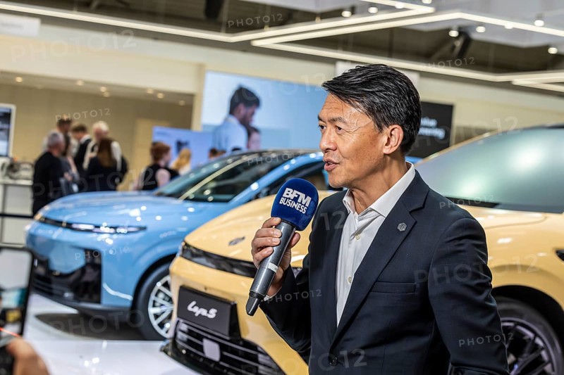 Tianshu Xin, CEO Leapmotor International. Exhibition stand of the Chinese manufacturer Leapmotor. IAA MOBILITY in Munich. The motor show presents itself as a holistic mobility trade fair. Cars continue to take centre stage, however, and Chinese manufacturers are gaining ground. Munich, Bavaria, Germany