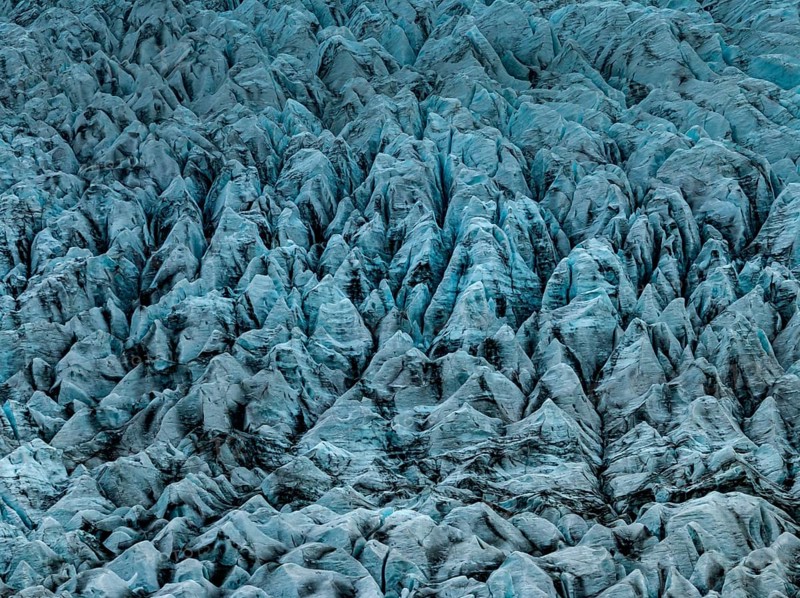 Glacier, glacier tongue, summer, evening mood, clouds, aerial view, Fjallsjökull, Vatnajökull National Park, Iceland