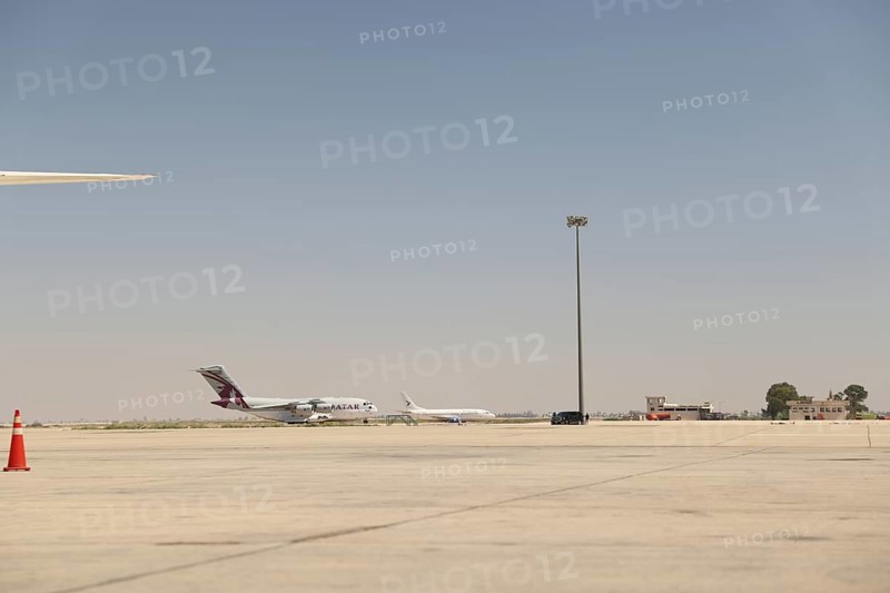 A Qatari aircraft carrying humanitarian and medical aid arrives at Damascus International Airport, received by Syrian Health Minister Musab al-Omar, the heads of the Qatari and Syrian Red Crescent, and Qatar's ambassador, Damascus, Damascus, Syria