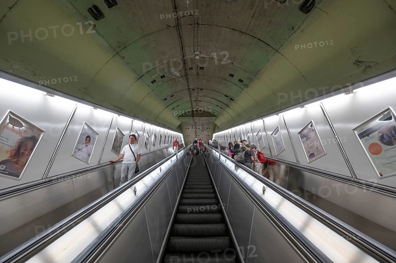 Escalators in the underground, Munich, Bavaria, Germany