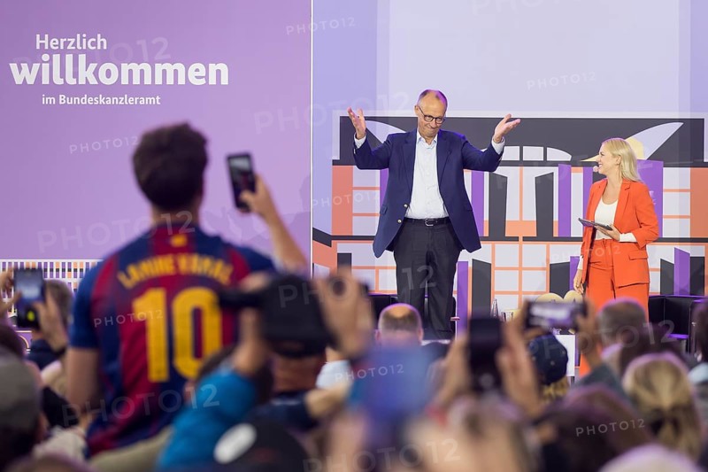 Friedrich Merz (CDU, Chancellor of the Federal Republic of Germany) during a stage talk at the Open Day at the Federal Chancellery in Berlin on 24 August 2025. On 23 and 24 August, the Federal Chancellery, the federal ministries and the Federal Press Office will open their doors to all citizens