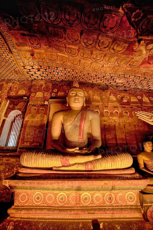Buddha statues and murals in Dambulla Cave Temple, Dambulla, Sri Lanka