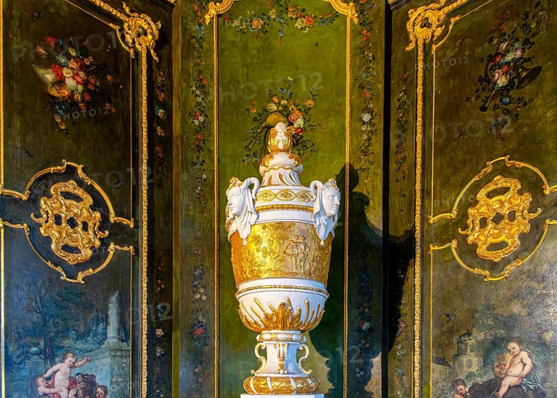 Interior design and exhibition rooms in the Würzburg Residence, imposing 18th century palace with frescoes, paintings and valuable works of art, Würzburg, Bavaria, Germany