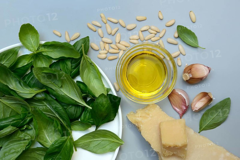 Ingredients for basil pesto, pesto alla genovese