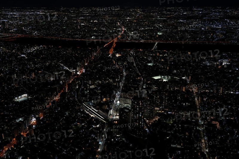 Tokyo skyline at night, from the Skytree Observation Deck, Sumida, Tokyo Prefecture, Tokyo, Japan
