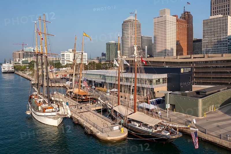 Detroit, Michigan - 9 August 2025 - Four schooners visit Detroit for the Sail Detroit Festival
