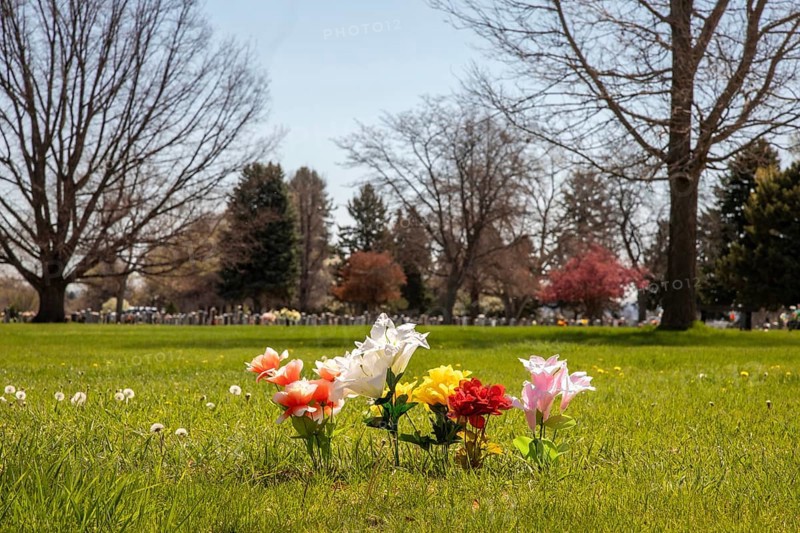 Wheat Ridge, Colorado - Graves decorated for Easter in Crown Hill Cemetery, also known as Olinger Cemetery