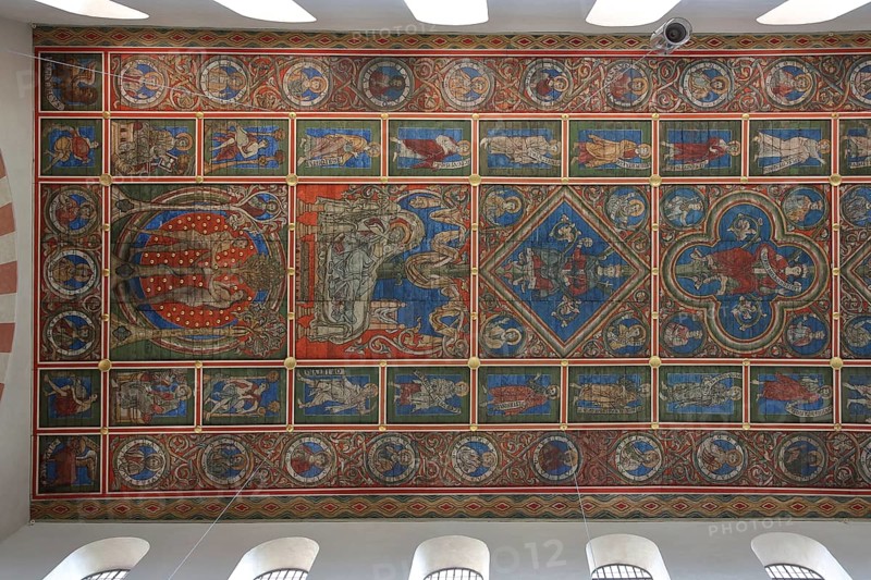 Ceiling of the Ottonian UNESCO St Michael's Church, interior view, view upwards, view, arts and crafts, decorations, wall painting, St Mary's Cathedral, Hildesheim, Lower Saxony, Germany