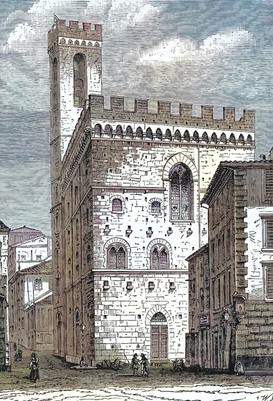 Palazzo del Bodesta in Bologna, around 1830, Italy