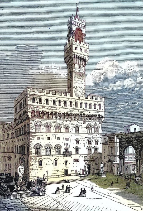 Palazzo vecchio, seat of the city parliament, centre of secular power in 14th century Florence