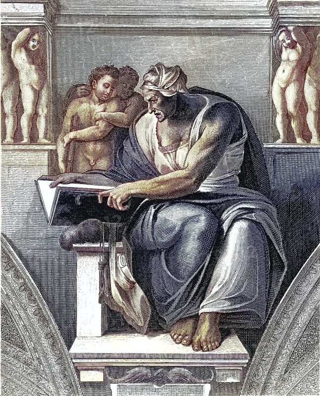 Sibylla Delphica, Sibyl of Delphi, depiction from the Sistine Chapel in the Vatican, Rome, Italy