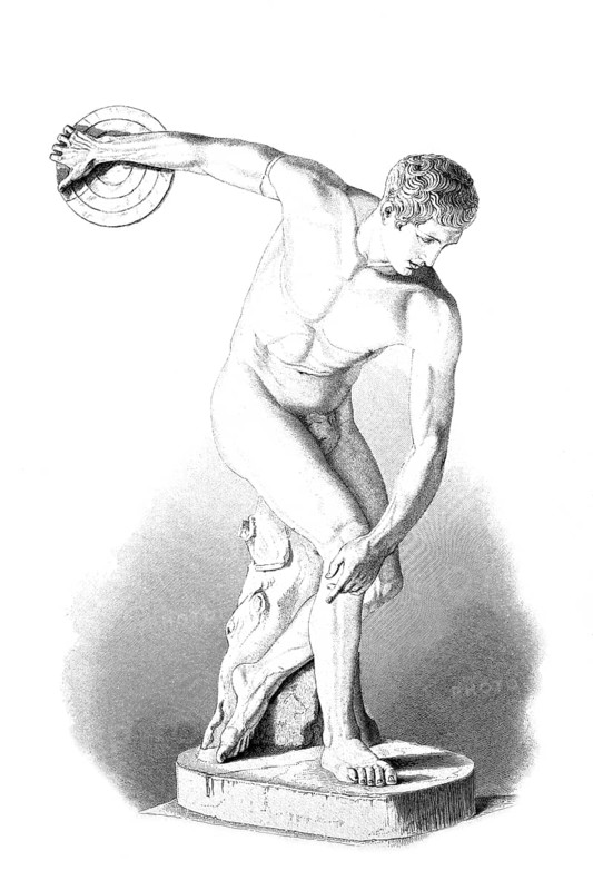 The Diskobolos, discus thrower of the Greek arch-founder Myron, also known as the Diskobol of Myron, is one of the most famous Greek statues of all. It probably represents a winner of the decathlon discipline of discus throwing