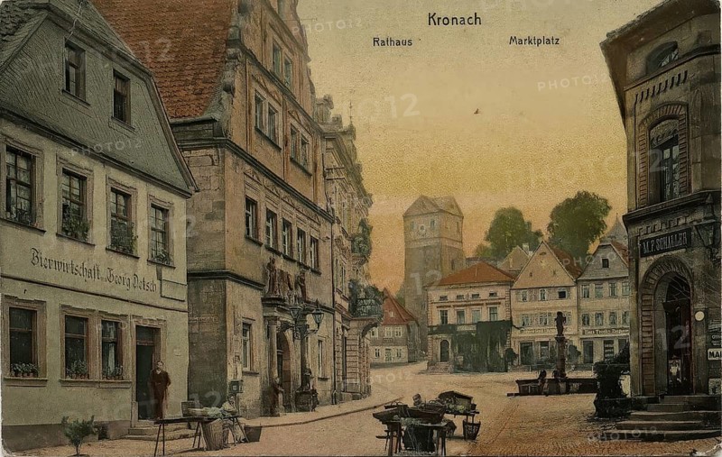 Picture postcard of Kronach, around 1900, Upper Franconia, Bavaria, Germany, digitally enhanced reproduction from a 19th century original, coloured, historical, exact date unknown