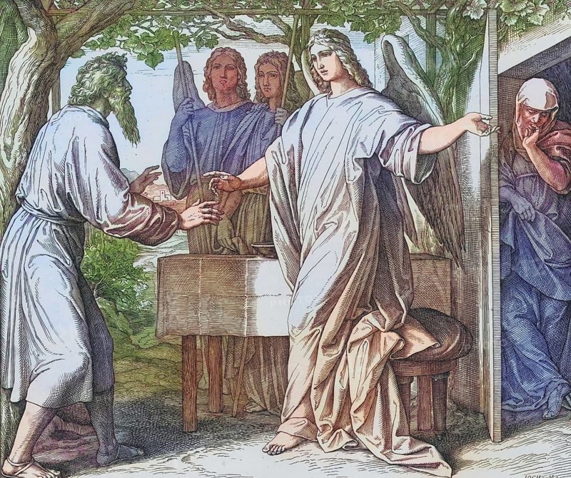 Biblical story, Abraham is promised a son, digitally enhanced reproduction of a wood engraving by Julius Schnorr von Carolsfeld, historical, around 1860, exact date unknown