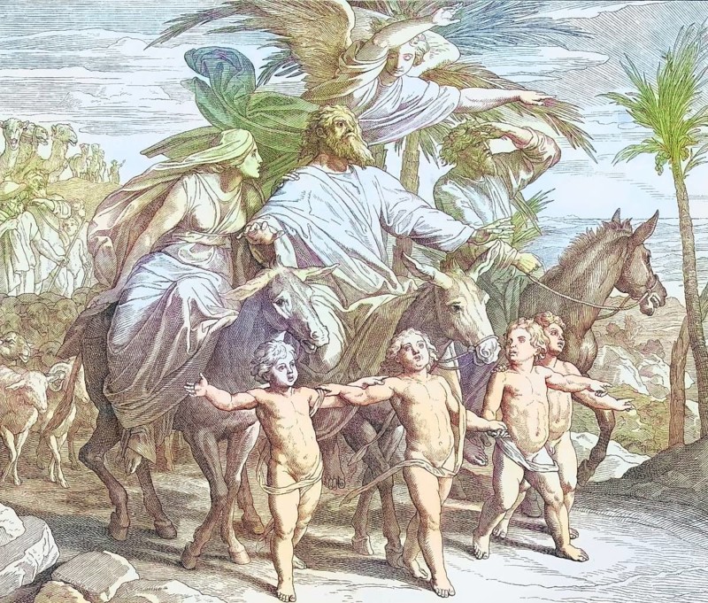 Biblical story, Abraham sees the promised land, digitally enhanced reproduction of a wood engraving by Julius Schnorr von Carolsfeld, historical, around 1860, exact date unknown