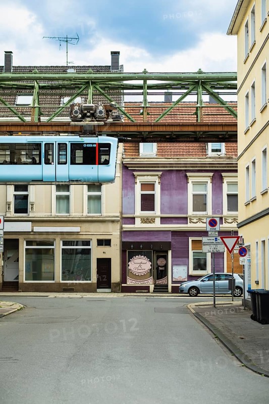 The Wuppertal suspension railway near the Sonnborn stop, Wuppertal, Germany
