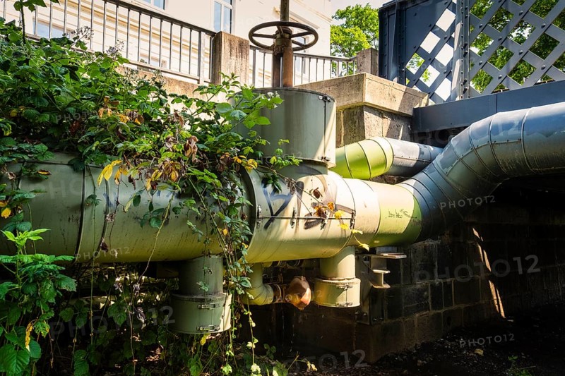 District heating pipeline on the Wupper in Wuppertal, Germany