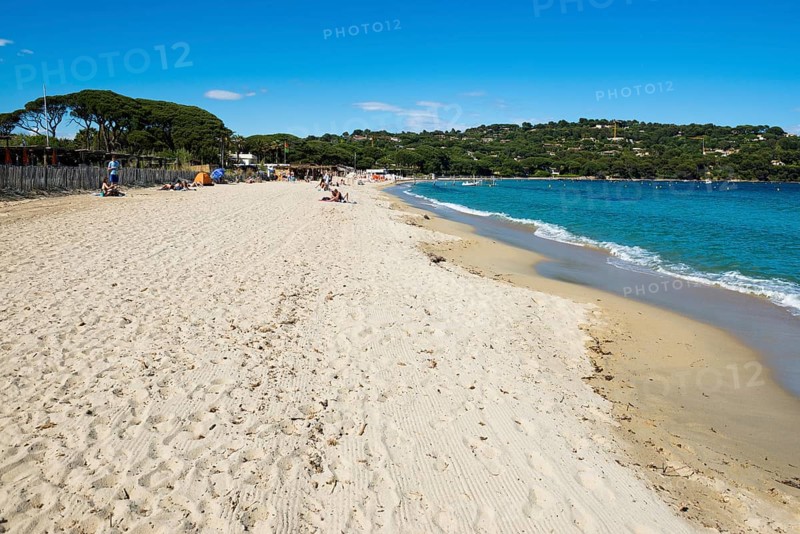 Sandy beach beach, Plage de Tahiti, Saint Tropez, Var, French Riviera, Provence-Alpes-Cote d'Azur, Cote d Azur, France