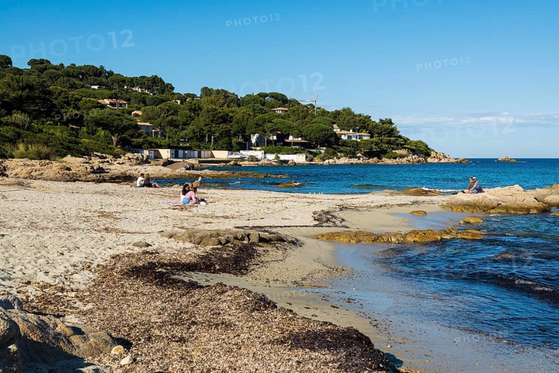 Picturesque beach, Plage de Bonne Terrasse, Saint Tropez, Var, French Riviera, Provence-Alpes-Cote d'Azur, Cote d Azur, France