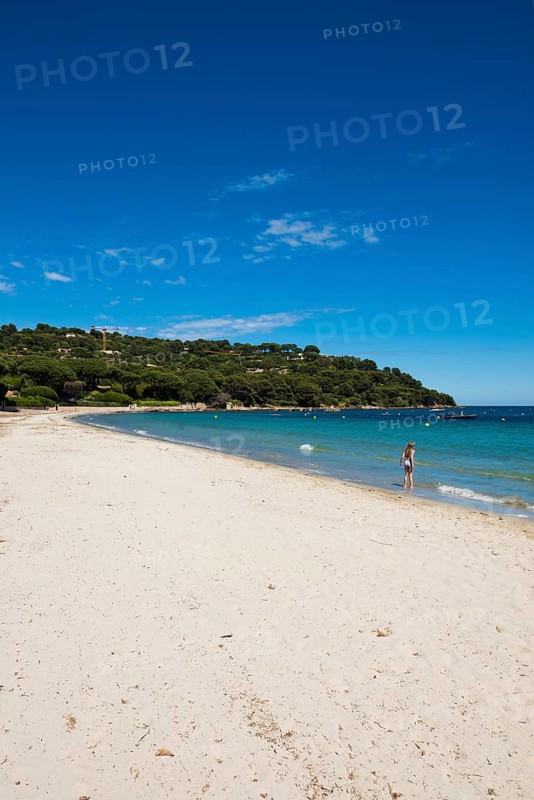 Sandy beach beach, Plage de Tahiti, Saint Tropez, Var, French Riviera, Provence-Alpes-Cote d'Azur, Cote d Azur, France