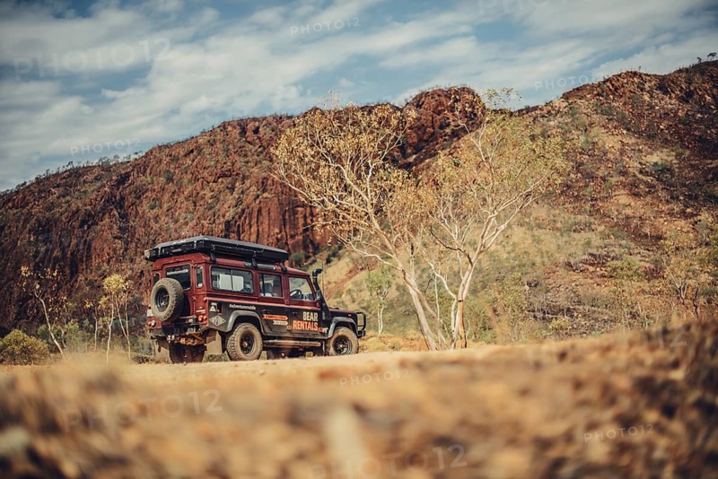 Landrover Defender four-wheel drive vehicle in the Australian outback