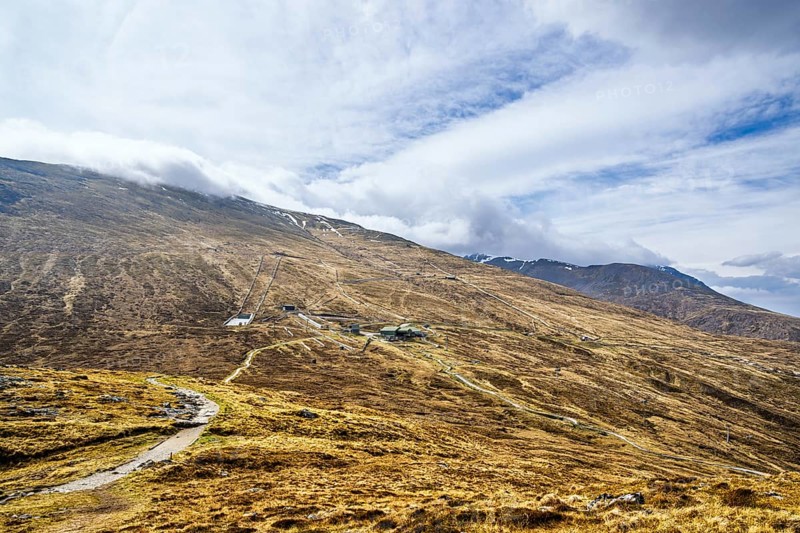 View of Nevis Range Mountains, Grampian Mountains, Fort William, Highland, Lochaber, Scotland, UK
