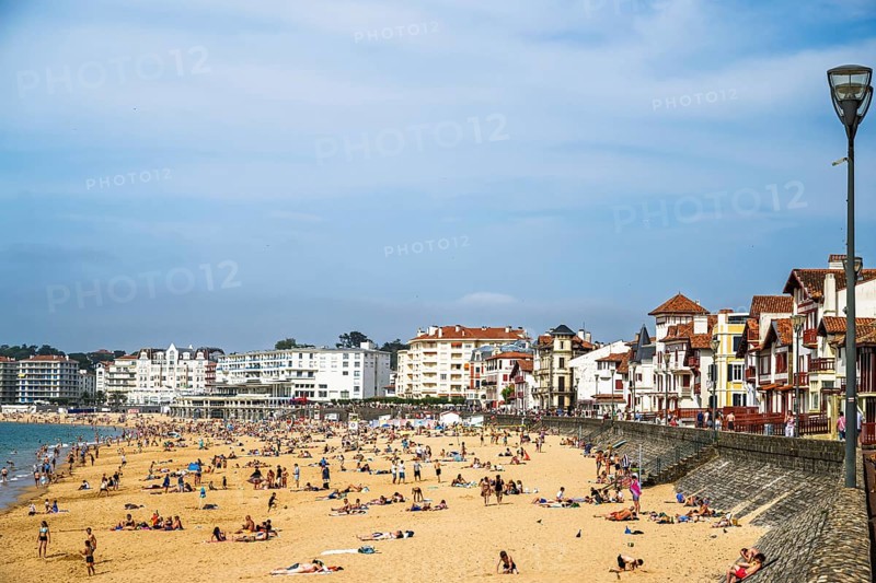 Beach and seaside in Saint-Jean-de-Luz, Nouvelle-Aquitaine, Pyrenees-Atlantiques, France